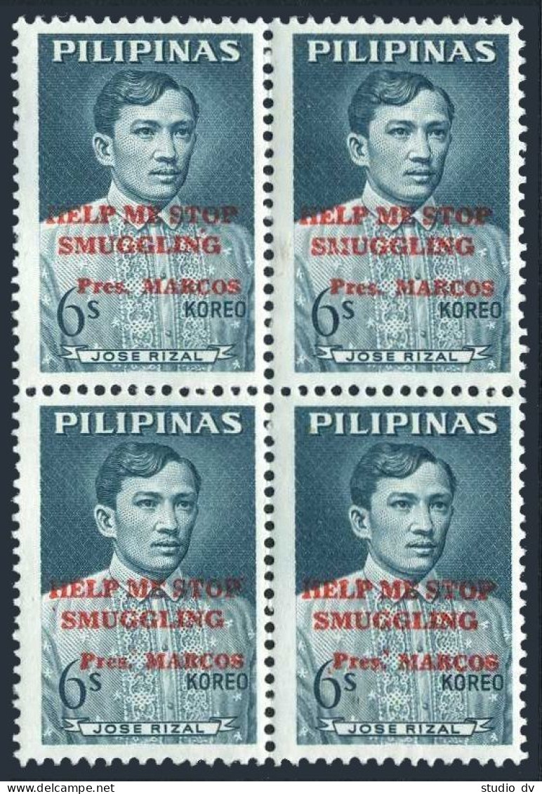 Philippines 946 Block/4,MNH.Michel 799. Anti-smuggling Drive.Jose Rizal.1966. - Philippinen