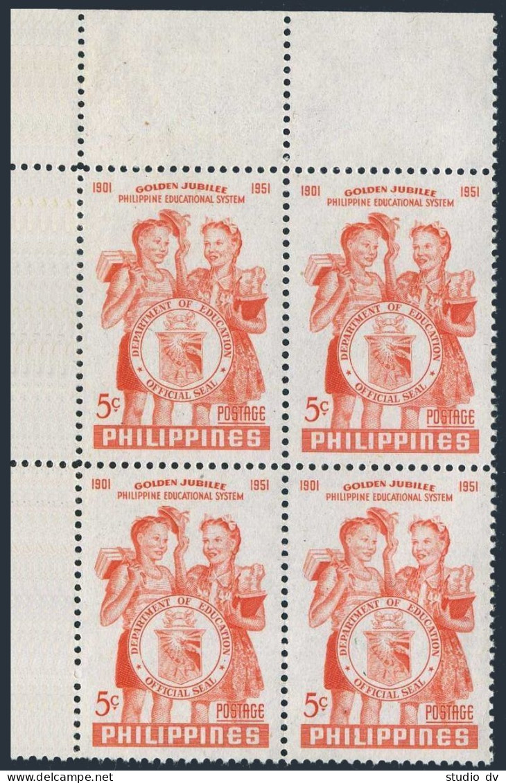 Philippines 575 Block/4, MNH. Michel 546. Educational System, 50th Ann. 1952. - Philippines