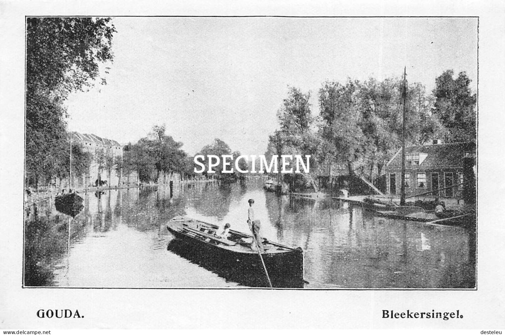 Prent - Bleekersingel - Gouda  - 8.5x12.5 Cm - Gouda