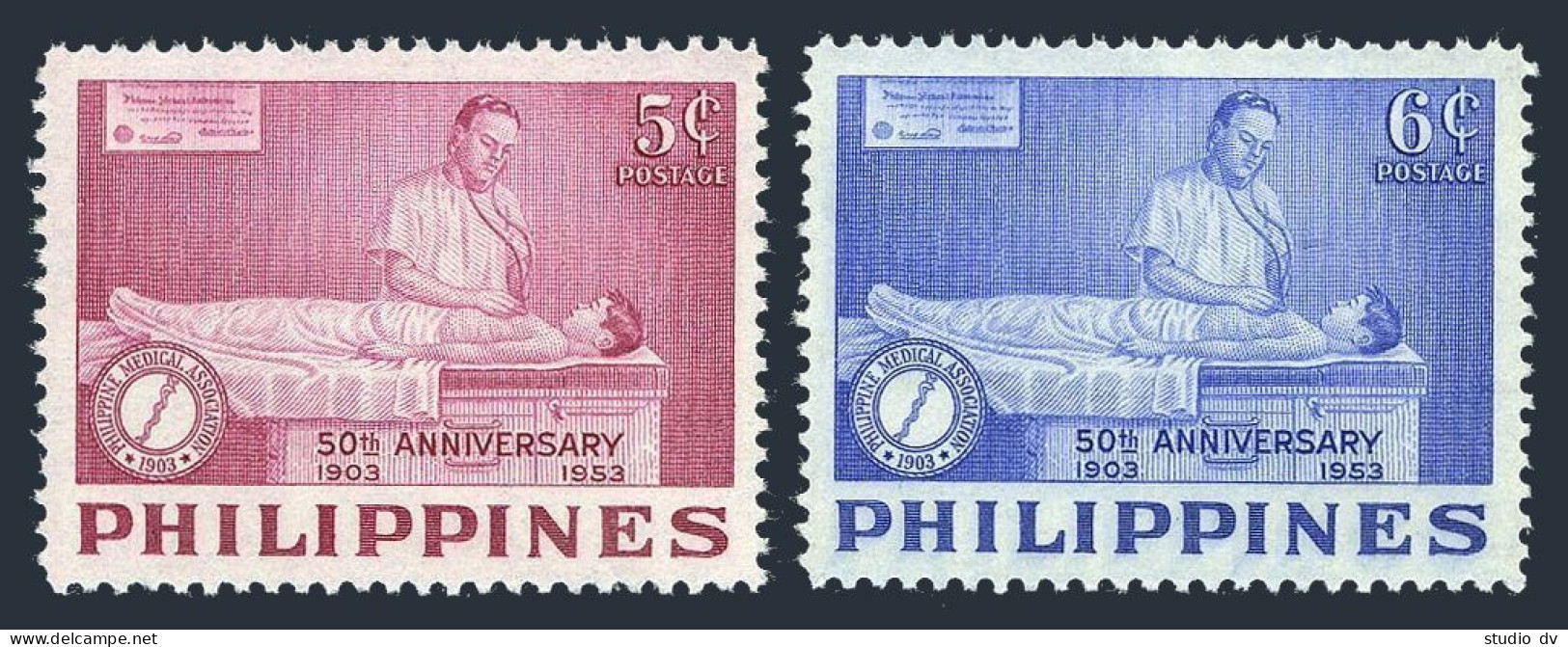 Philippines 603-604, MNH. Michel 571-572. Medical Assoc. 50th Ann. 1953. Doctor. - Philippines