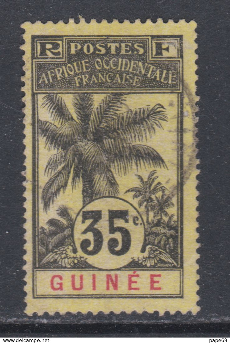 Guinée Française N° 41 O, Type Palmiers :  35 C.noir Sur Jaune Clair, Oblitération Moyenne  Sinon TB - Usati