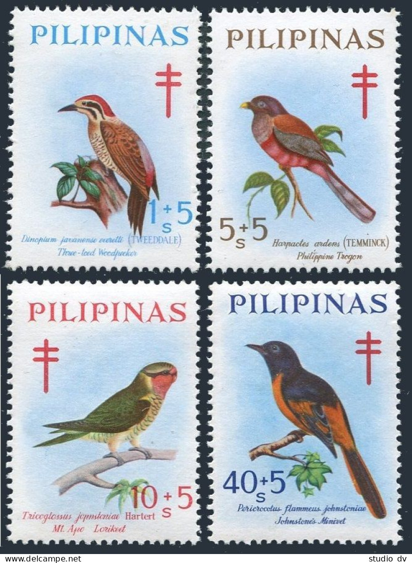 Philippines B36-B39,MNH. Red Cross 1967.Birds:Woodpecker,Trogon,Lorikeet,Minivet - Philippines