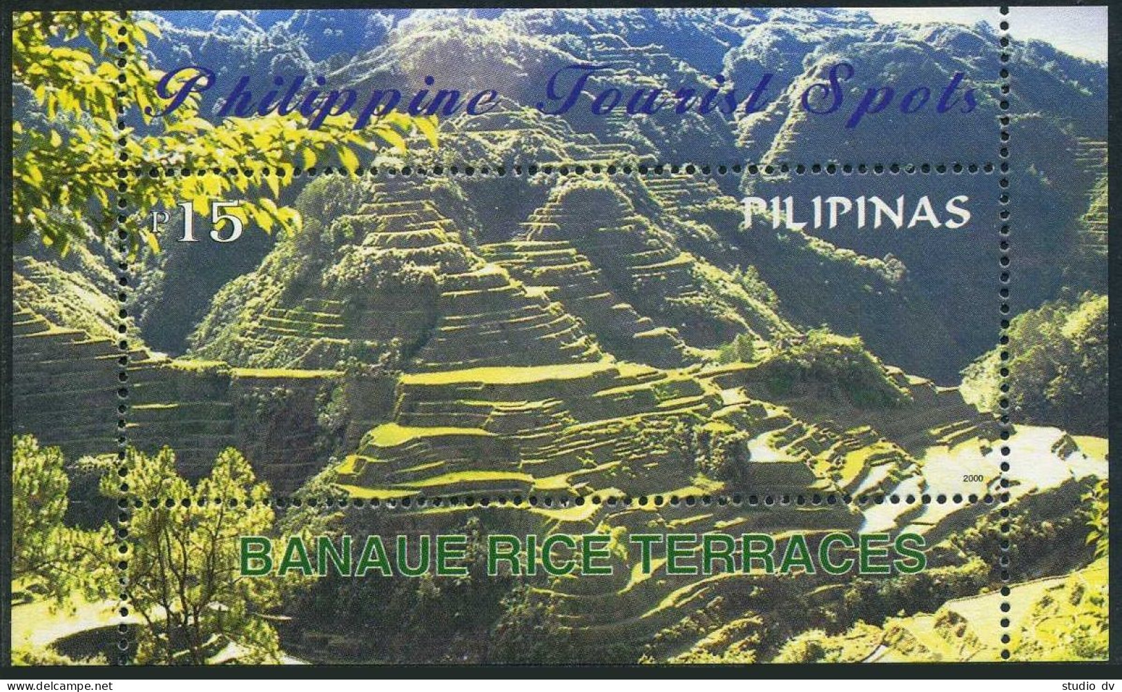 Philippines 2724ad Strip,2725,MNH. Tourist Spots 2000.El Nido,Vigar House,Hills, - Filippine