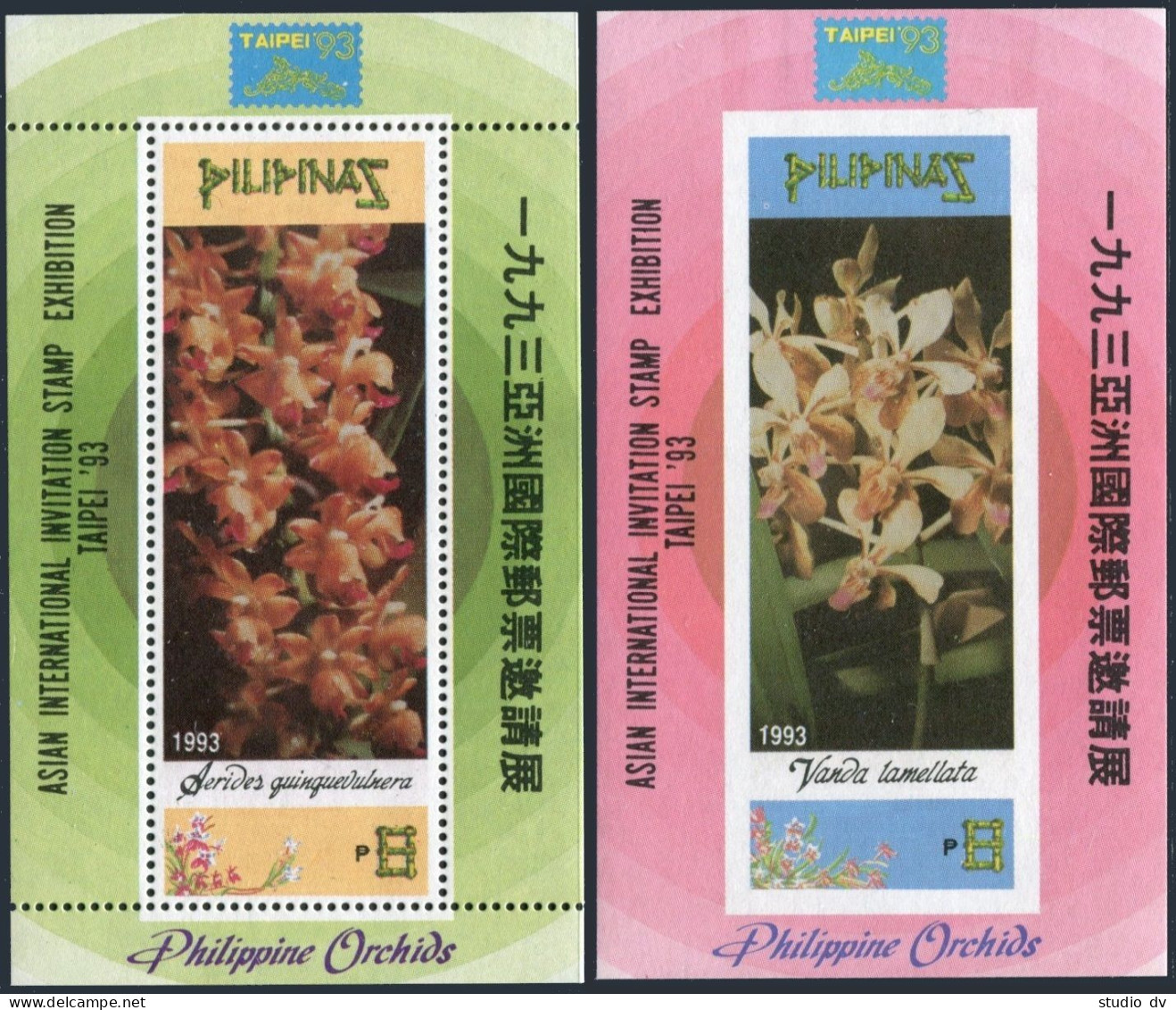 Philippines 2246a-2247a, MNH. Michel Bl.61-I,62-I. TAIPEI-1993. Flowers.Orchids. - Filippine