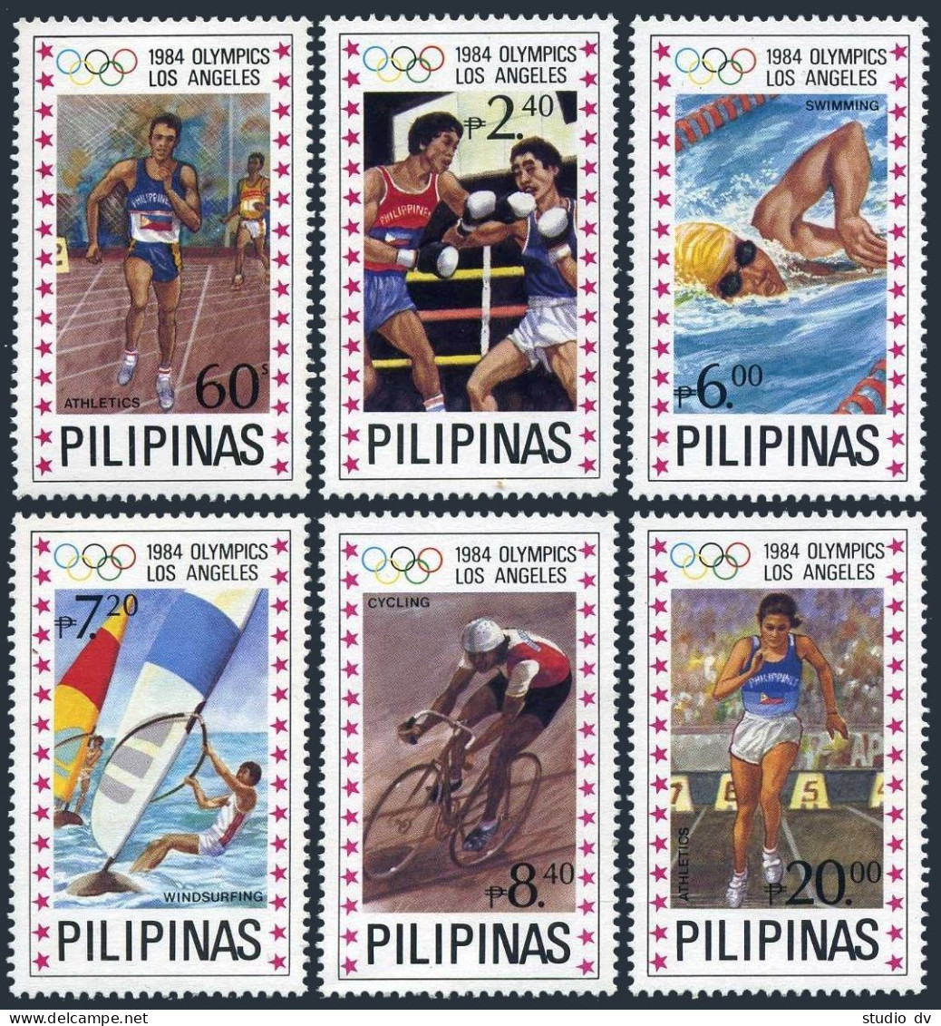 Philippines 1699-1705,MNH. Michel 1594/1606A Bl.24A. Olympics Los Angeles-1984. - Filippine