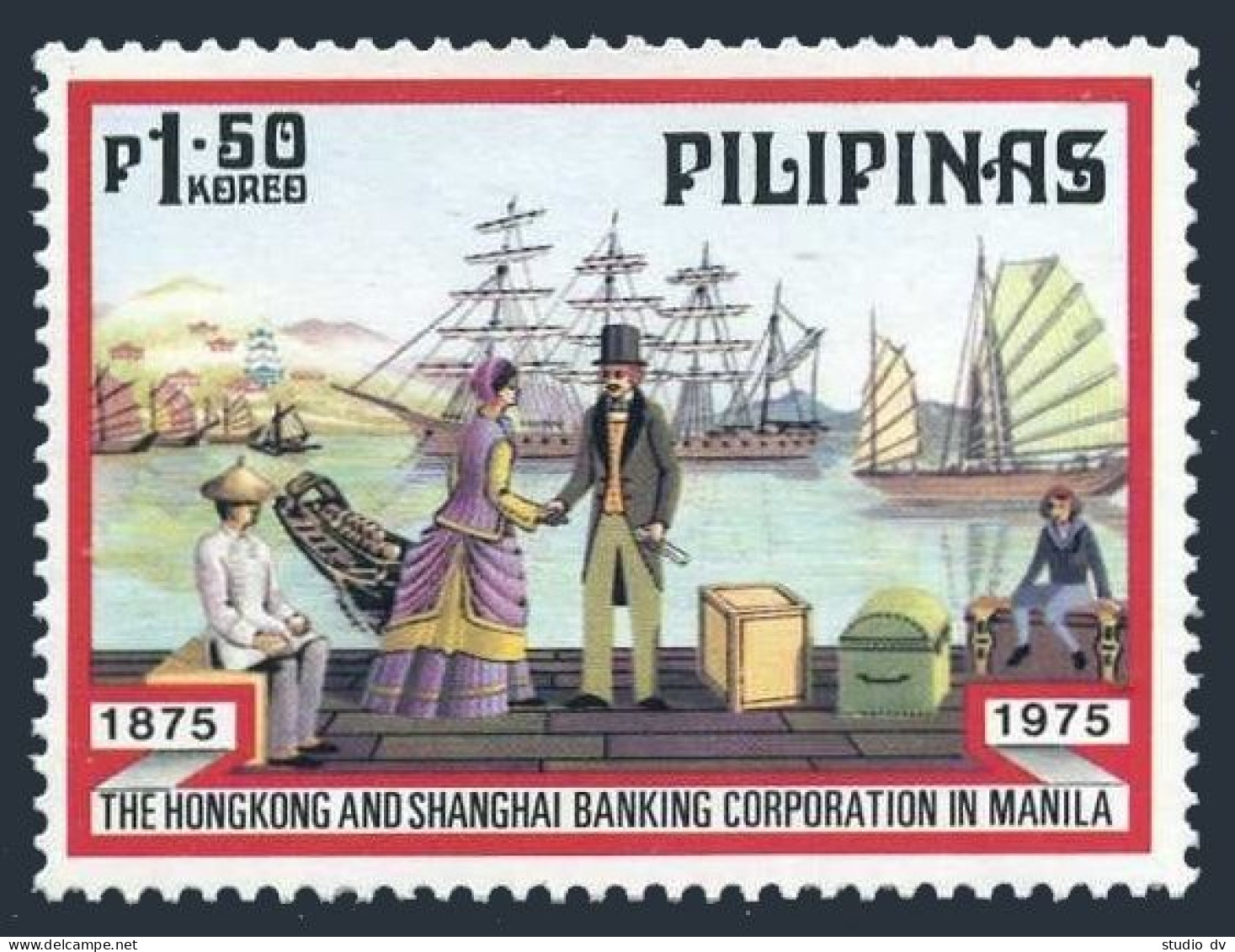 Philippines 1262,MNH.Michel 1141. Manila Harbor,1875.Banking Corporation,1975. - Filippine