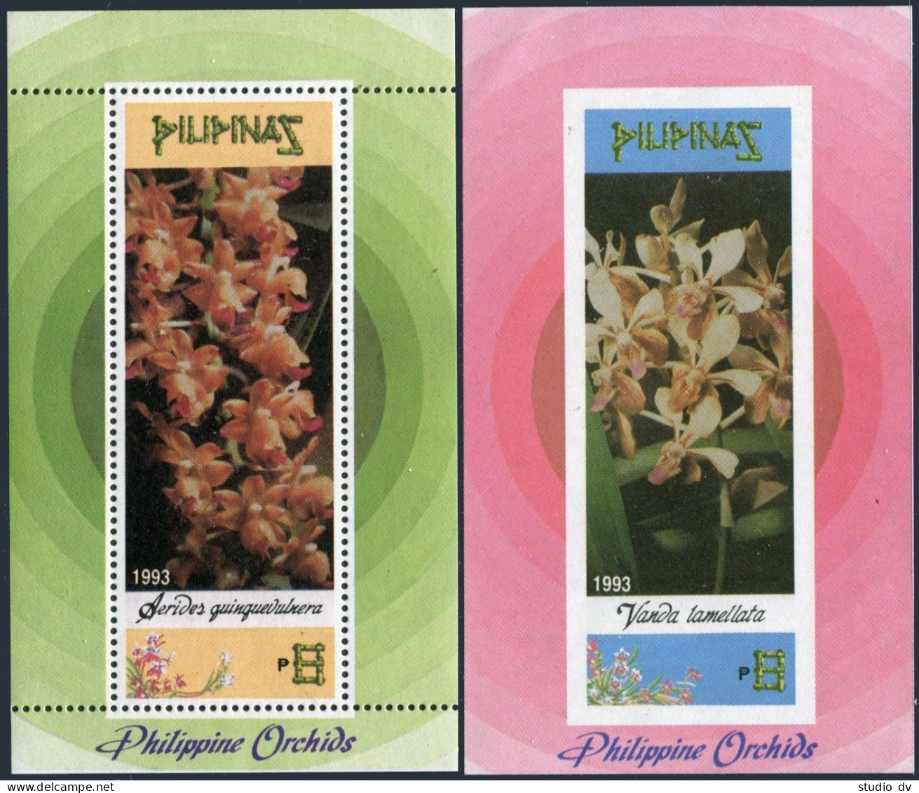 Philippines 2244-45,2246-47, MNH. Mi 2289-2298, Bl.61-62. Flowers 1993. Orchids. - Philippinen