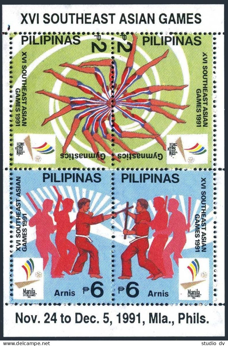 Philippines 2110-13,2113 B,c Sheets,MNH.Mi 2055-2058,Bl.38-39. Games,Manila-1991 - Filippine