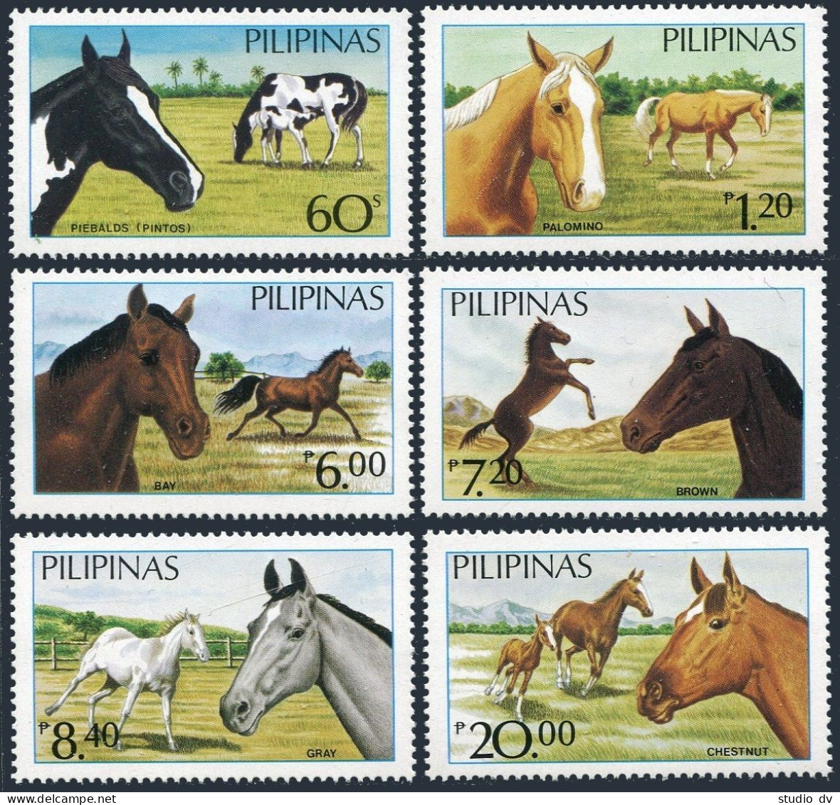 Philippines 1747A-1747F, MNH. Michel 1670-1675. Horses 1984. - Philippines