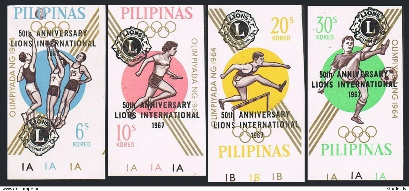 Philippines 962-965 Imperf,MNH. Lions Intl.OLYMPICS Tokyo-1964.Basketball,Soccer - Philippines