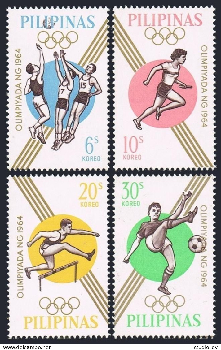 Philippines 915-918,MNH.Michel 762-765A. Olympics Tokyo-1964.Basketball,Soccer, - Philippines