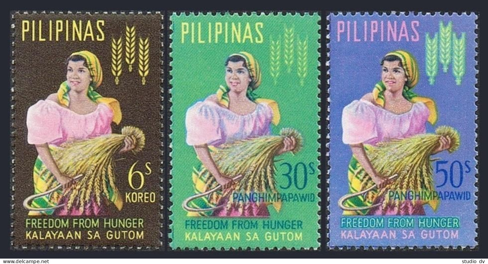 Philippines 902, C88-C89, MNH. Mi 741-743. FAO Freedom From Hungry Campaign 1963 - Philippines