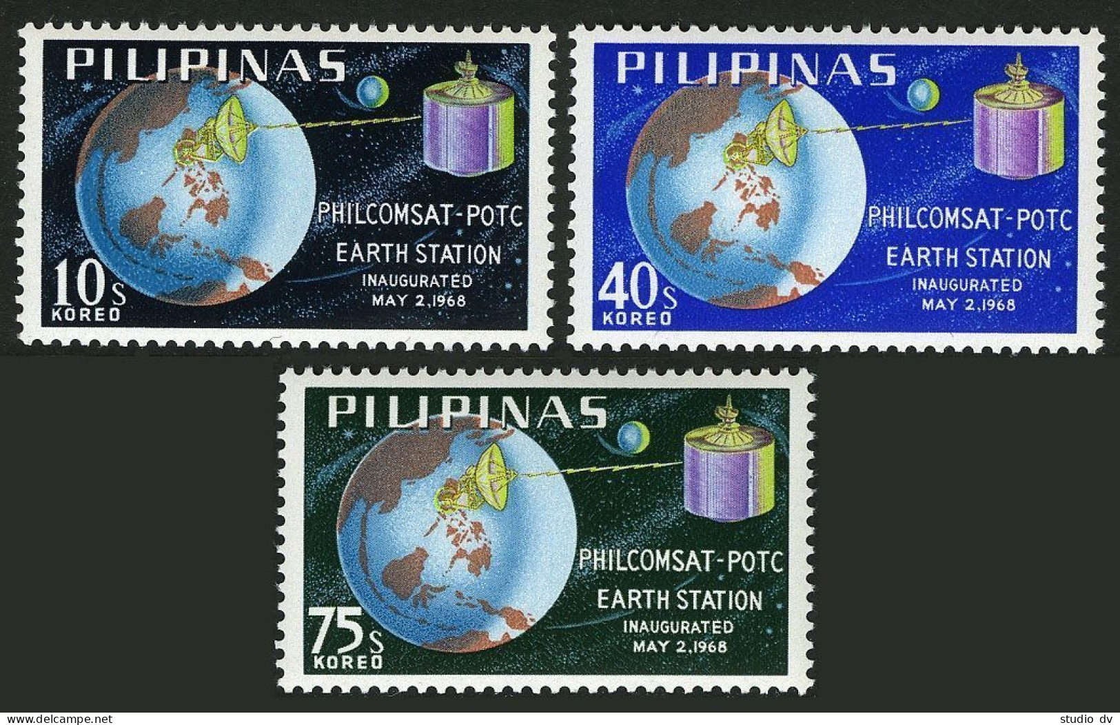Philippines 990-992, MNH. Michel 850-852. Philcomsat Station, 1968. - Philippinen