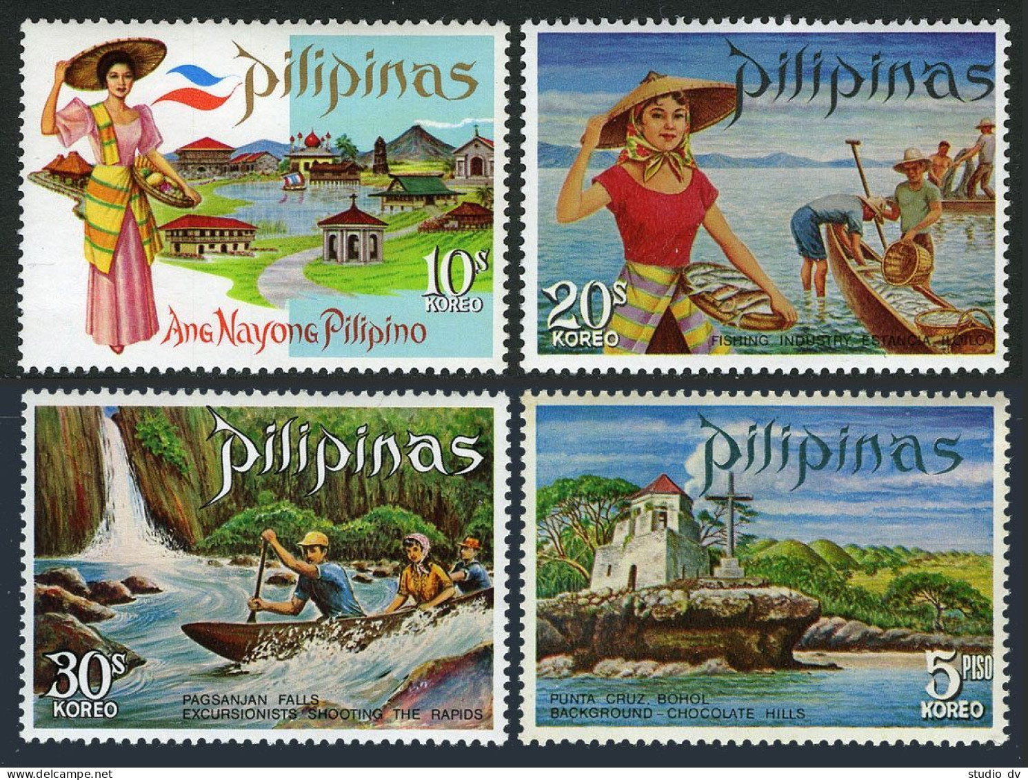 Philippines 1086-1089,MNH.Michel 953-956. Tourism 1971.Pagsanjan Falls,Fishing. - Filippine