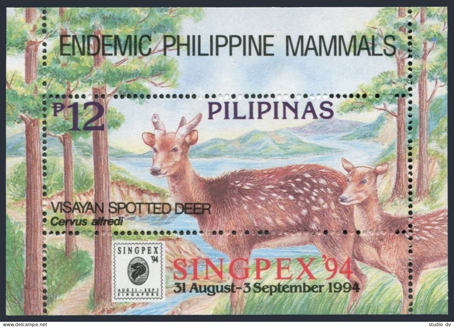 Philippines 2312a, MNH. Michel 2436 Bl.76. SINGPEX-1994. Visayan Spotted Deer. - Philippines