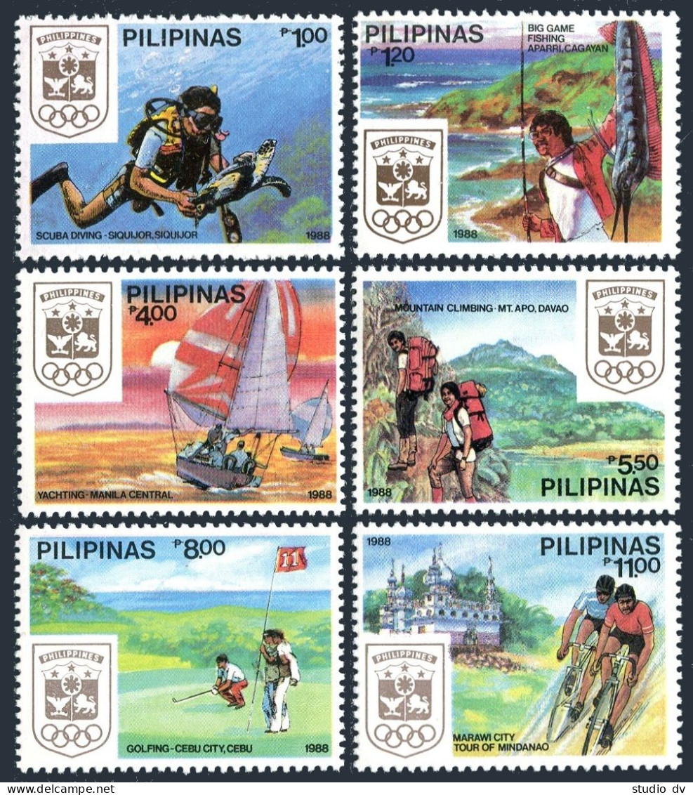 Philippines 1933-938, MNH. Mi 1862-1867. National Olympic Committee,1988.Turtle. - Philippinen
