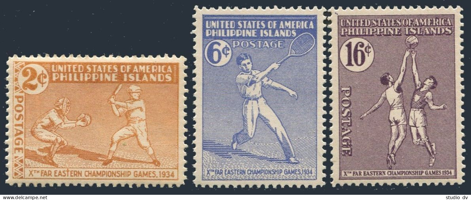 Philippines 380-382,MNH.Michel 355-357. Tennis,Basketball,Baseball.Games 1934. - Philippinen