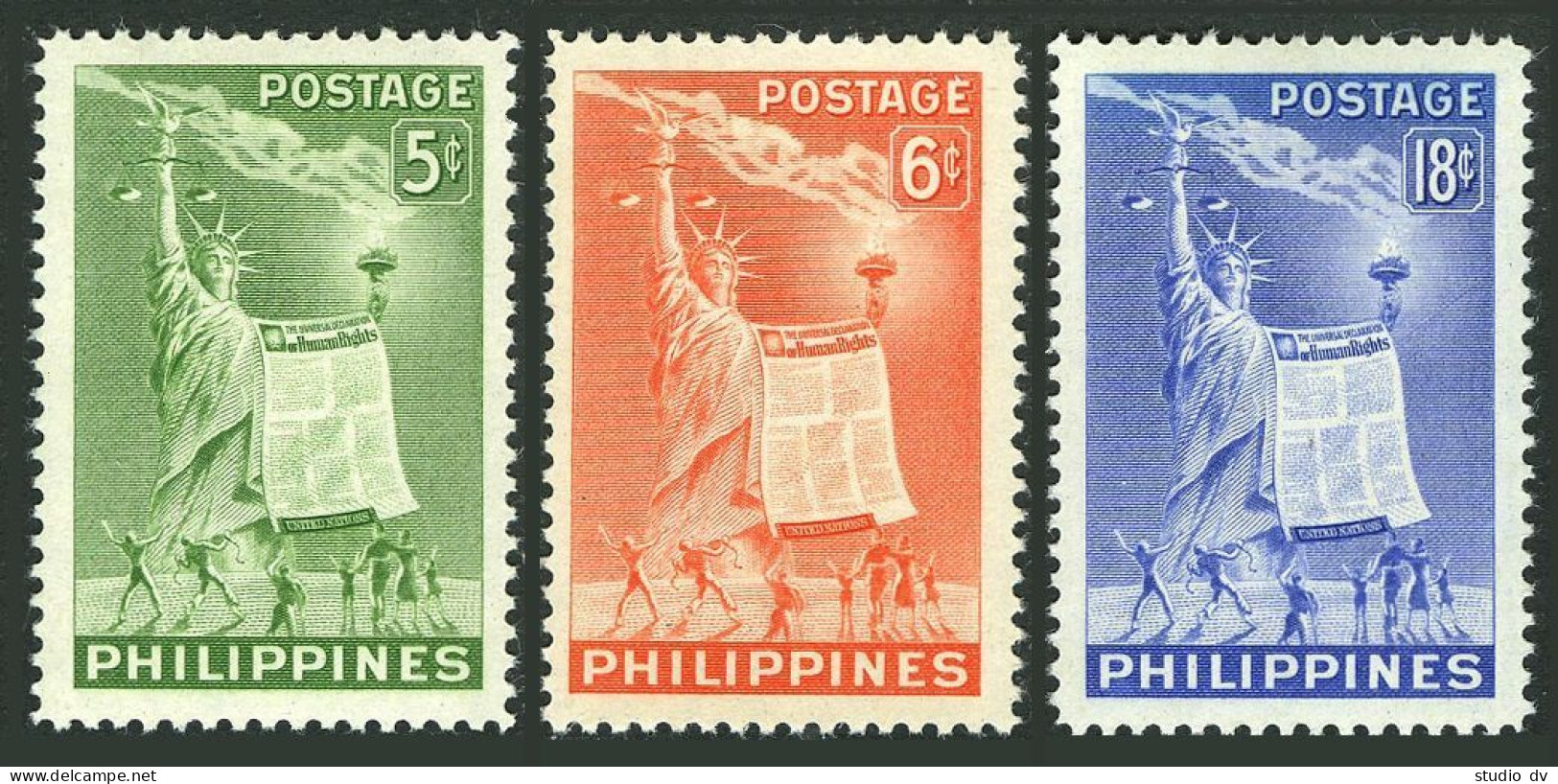 Philippines 572-574, MNH. Mi 543-545. Declaration Of Human Rights, 1951. Liberty - Philippinen