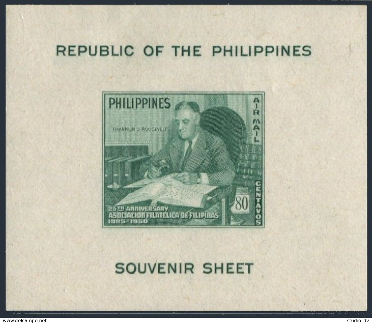 Philippines 542-544, C70, MNH. Michel 508-510, Bl.3. Franklin D.Roosevelt, 1950. - Filipinas