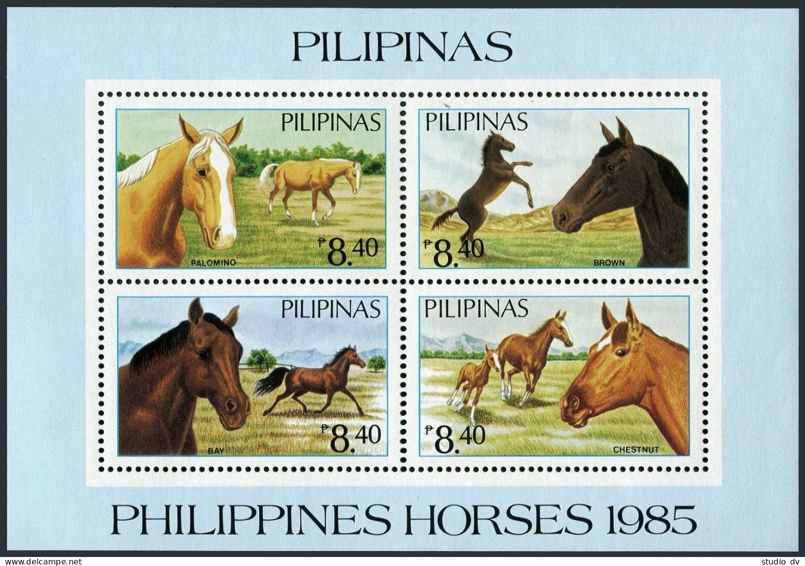 Philippines 1747G Sheet, MNH. Michel Bl.28. Horses 1984. - Philippinen