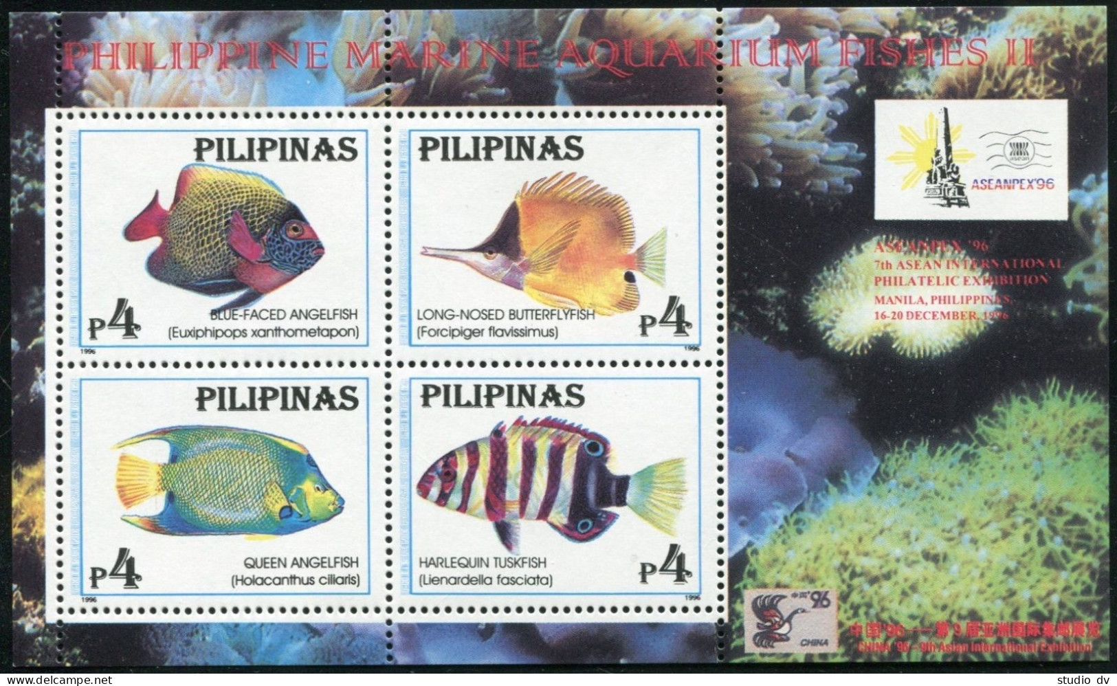 Philippines 2412e-2413e, MNH. ASEANPEX-1996, CHINA-9196. Marine Aquarium Fish. - Philippines