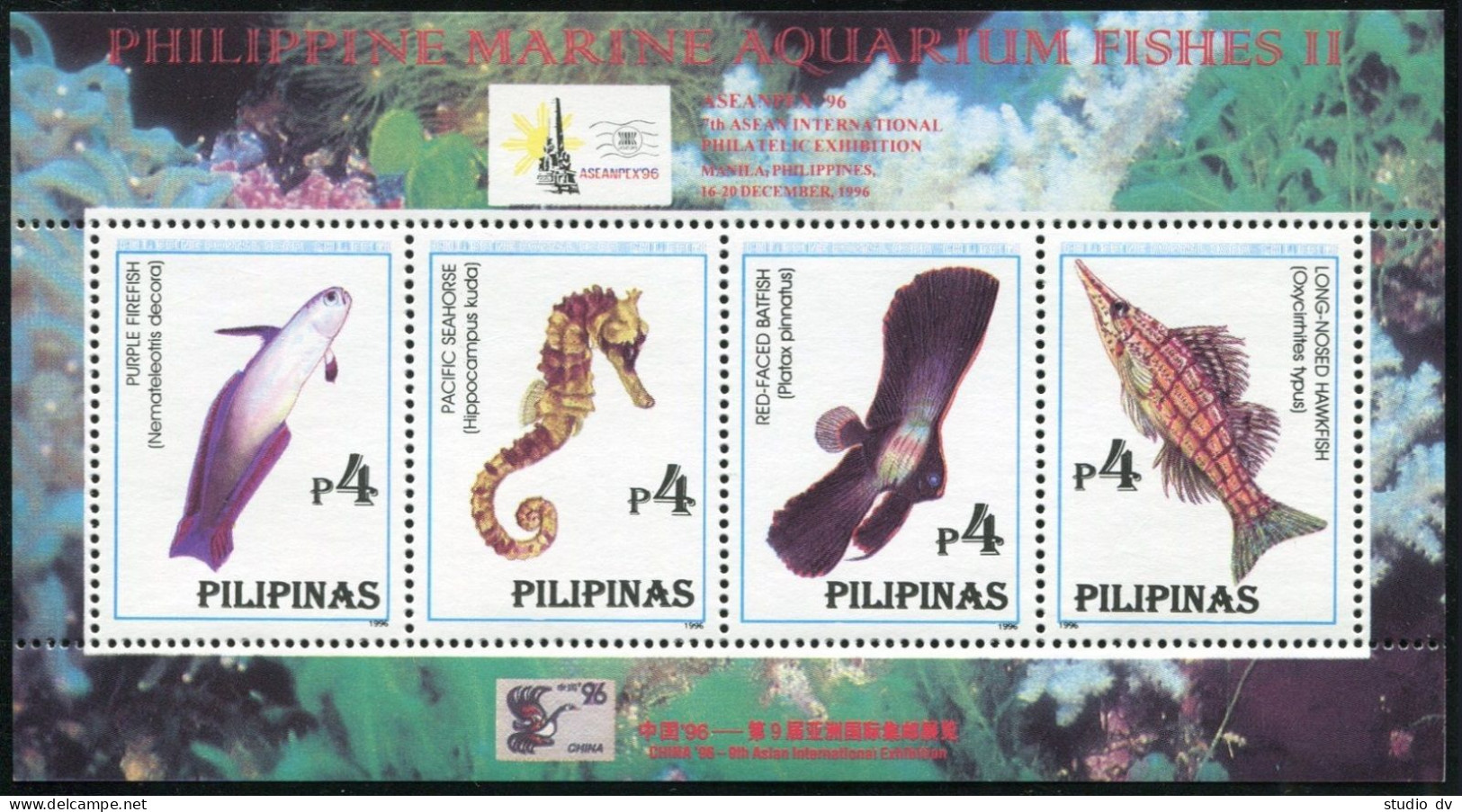 Philippines 2412e-2413e, MNH. ASEANPEX-1996, CHINA-9196. Marine Aquarium Fish. - Philippinen