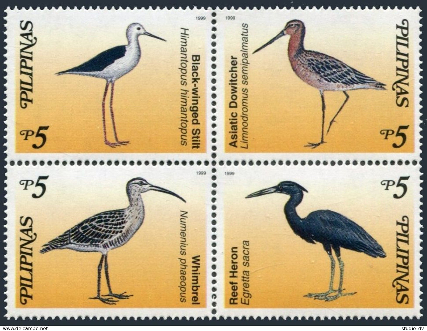 Philippines 2604-2605 Ad,2606,2606a,MNH. Birds 1999.Tern,Ruddy Turnstone,Herons, - Philippinen