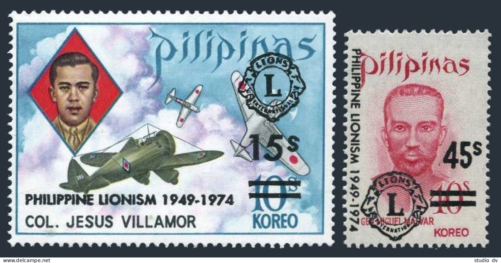 Philippines 1230-1231,MNH.Michel 1098-1099. Jesus Villamor,Fighter Planes.1974. - Filipinas