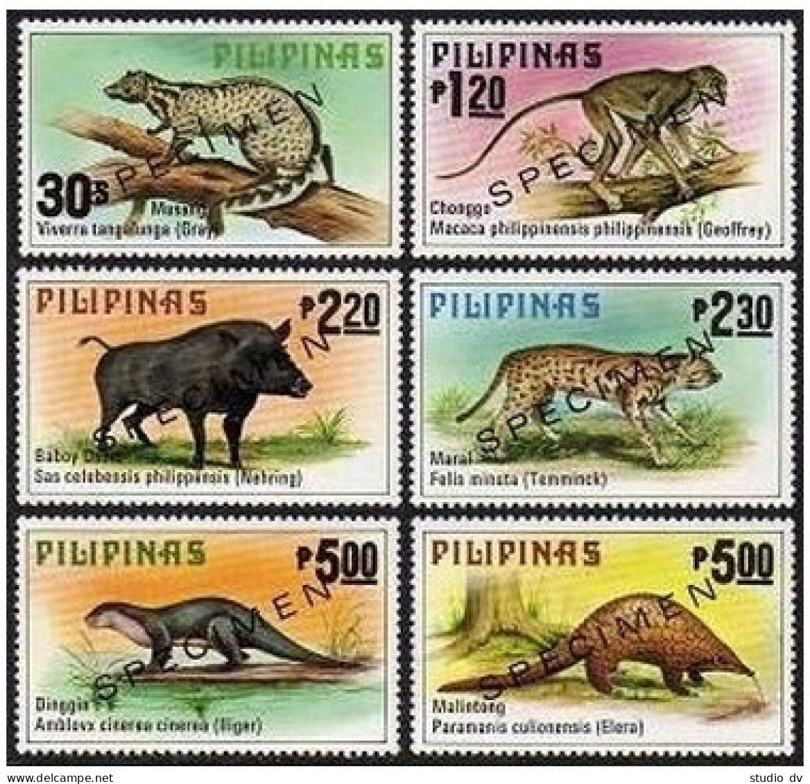 Philippines 1403-1408 SPECIMEN,MNH.Michel 1281-1286. Animals 1979:Civet Cat,Boar - Philippines