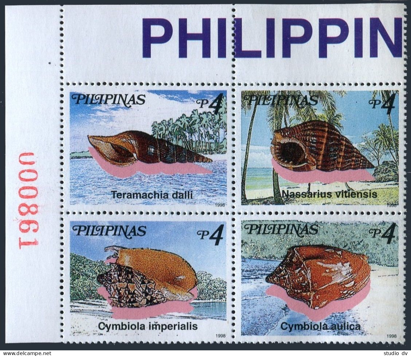 Philippines 2568-2569 Ad Blocks, MNH. Shells 1998. - Philippines