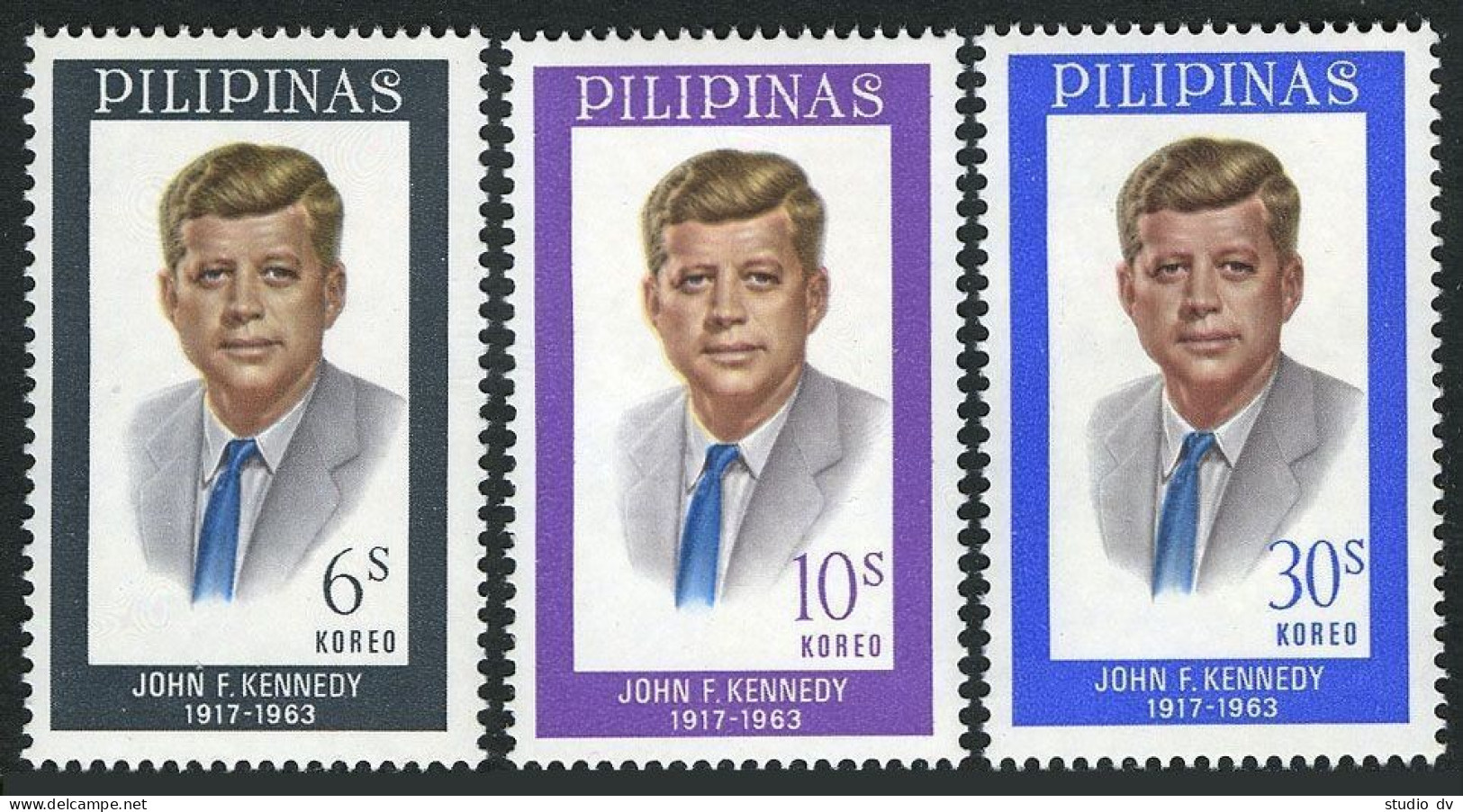 Philippines 925-927, MNH. Michel 774-776. President John F. Kennedy, 1965. - Philippines