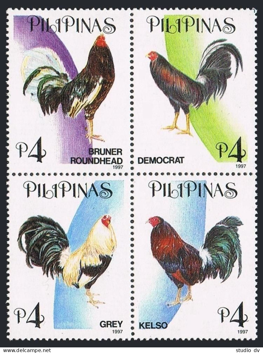 Philippines 2509-2510 Ad Blocks, MNH. Game Cocks, 1997. - Filipinas