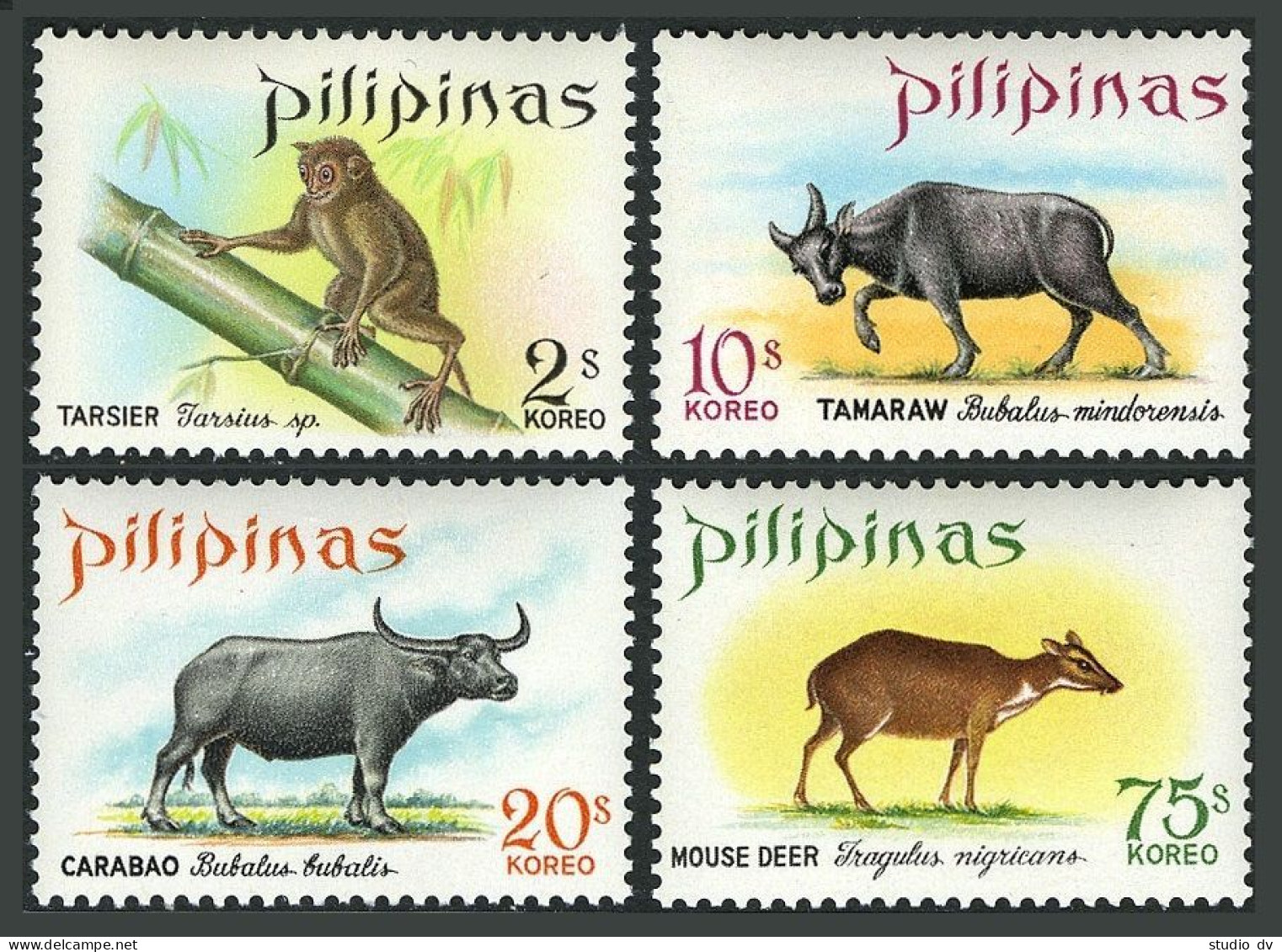 Philippines 1006-1009, MNH. Mi 866-869. 1969. Tarsier, Tamarau, Caraboo, Deer. - Philippinen