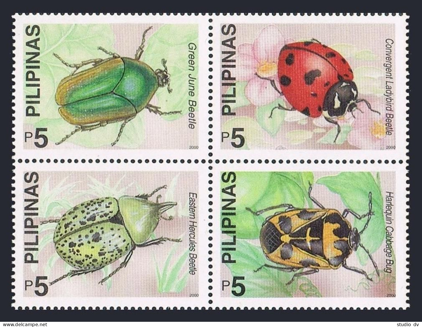 Philippines 2677ad-2678ad,2677e-2678e,MNH. Beetles,2000.Green Jule,Ladybirds, - Philippinen