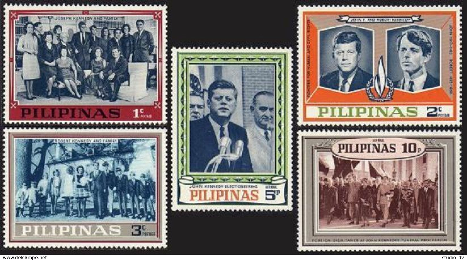 Philippines Michel IX-XIII A-B,XIV Bl.3-4,MNH. Flags,Kennedy, Issued 10.12.1968. - Philippinen