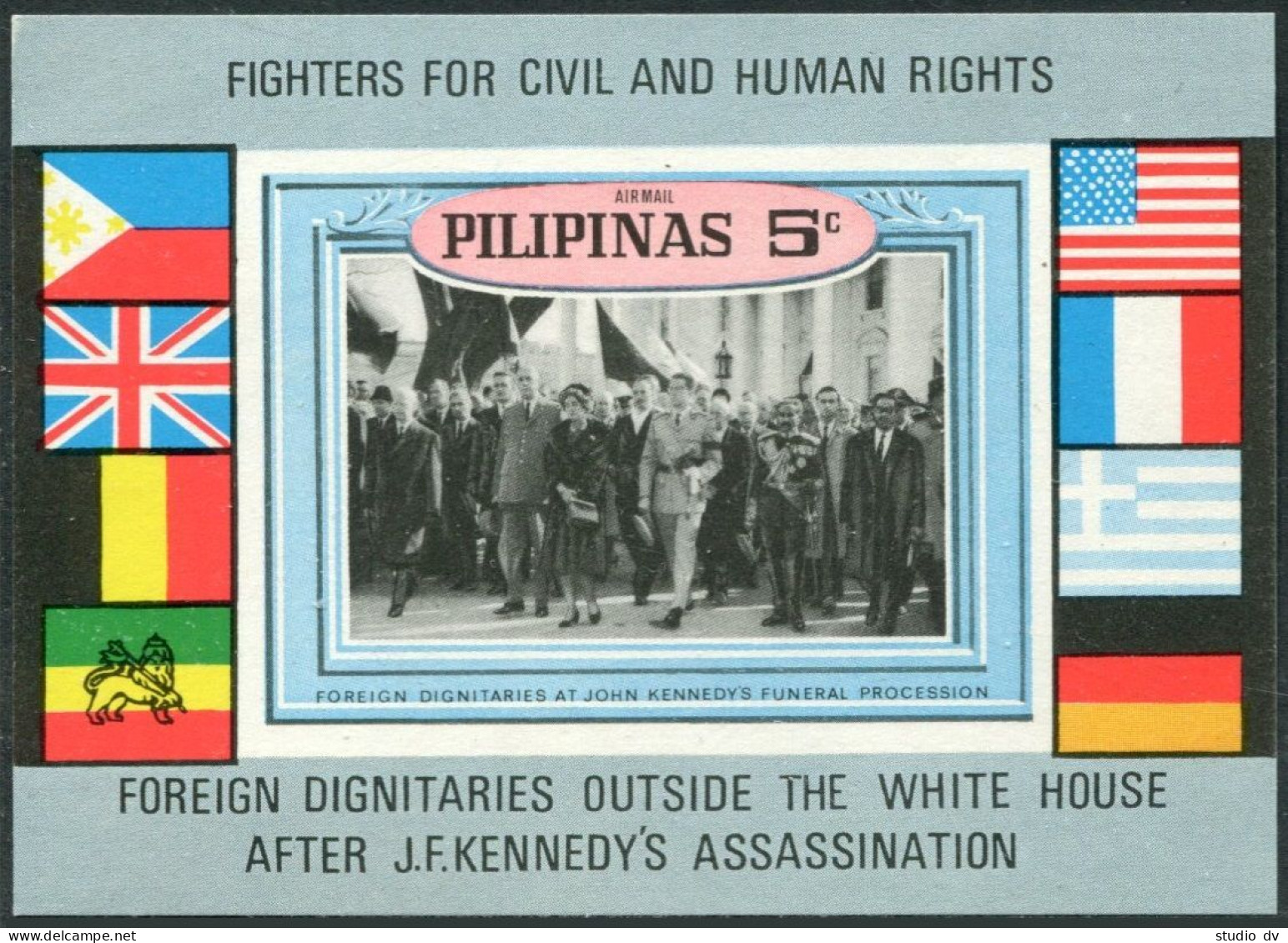 Philippines Michel IX-XIII A-B,XIV Bl.3-4,MNH. Flags,Kennedy, Issued 10.12.1968. - Philippinen