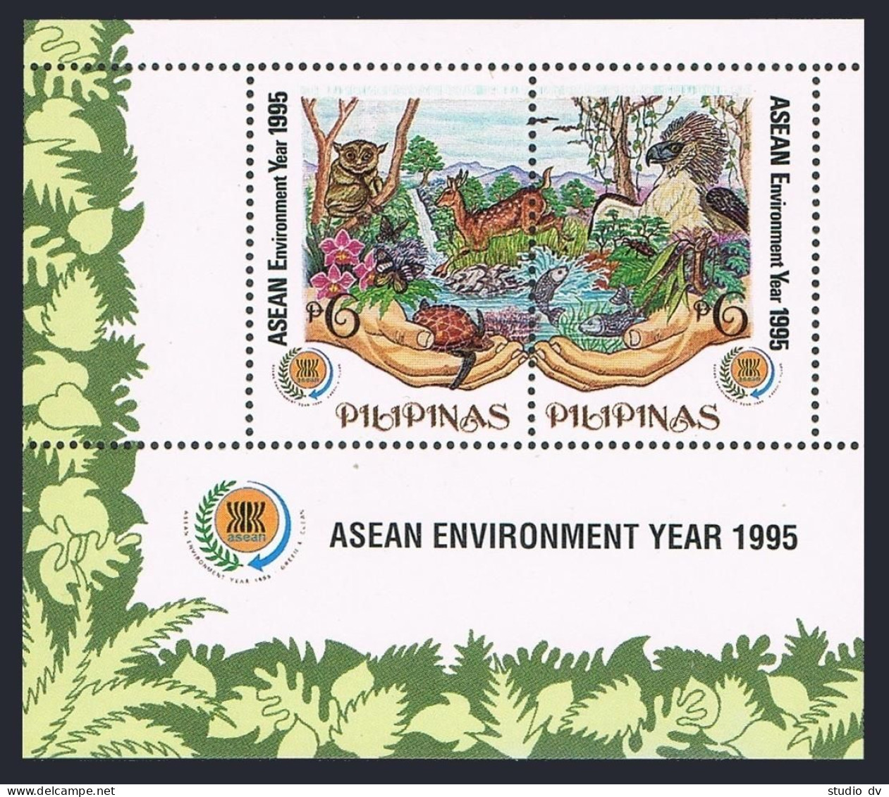 Philippines 2365-2366,MNH.ASEAN Year 1995.Turtle,Butterfly,Fish,Bird,Beetle. - Philippines