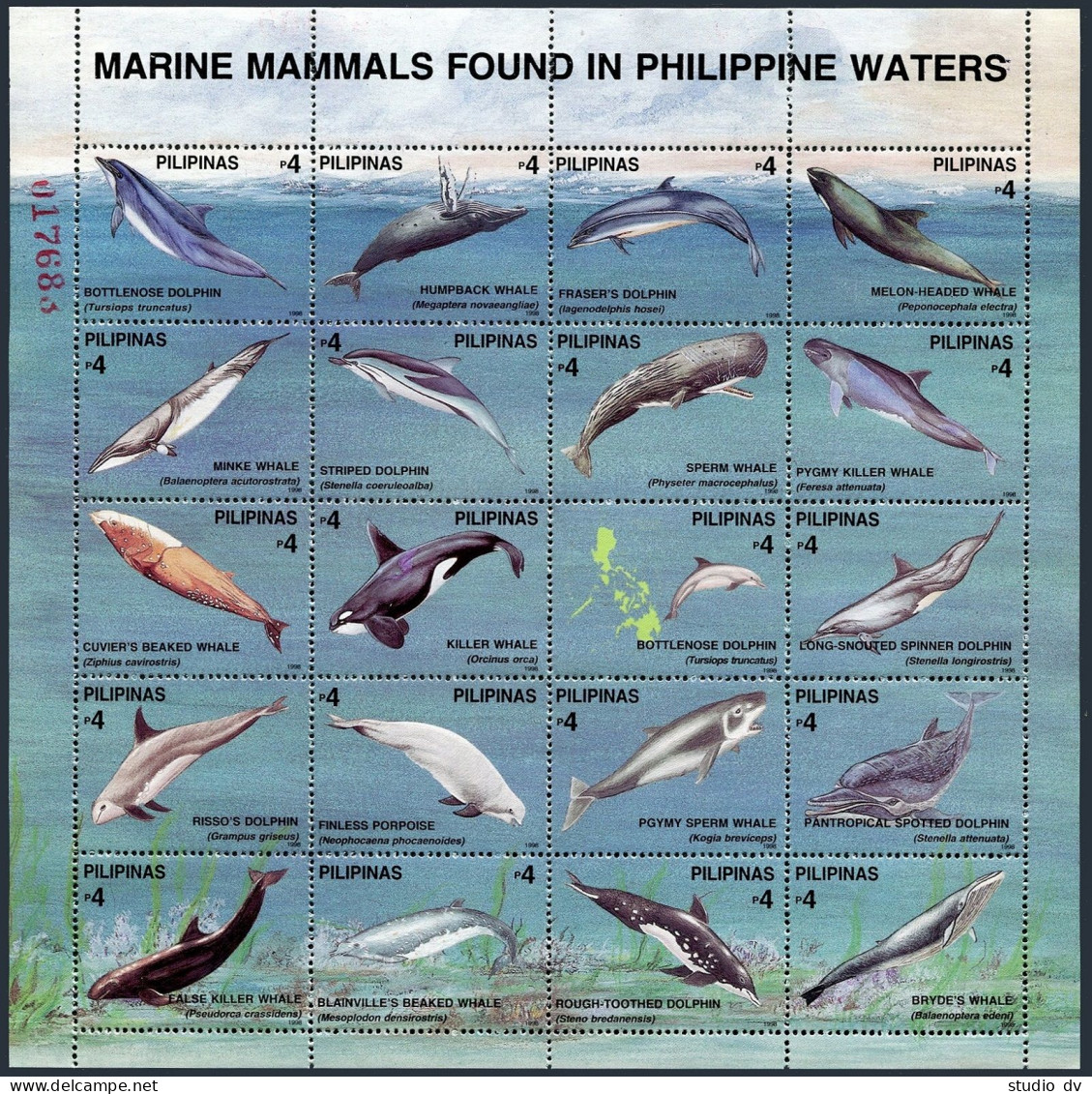 Philippines 2542 Sheet, 2543, MNH. Marine Mammals 1998. Dolphins, Whales,Dugong. - Philippines