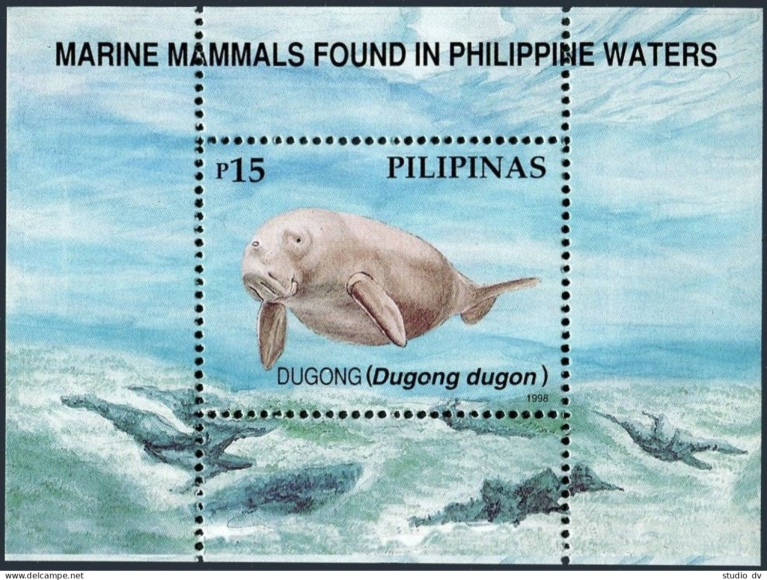 Philippines 2542 Sheet, 2543, MNH. Marine Mammals 1998. Dolphins, Whales,Dugong. - Filippijnen