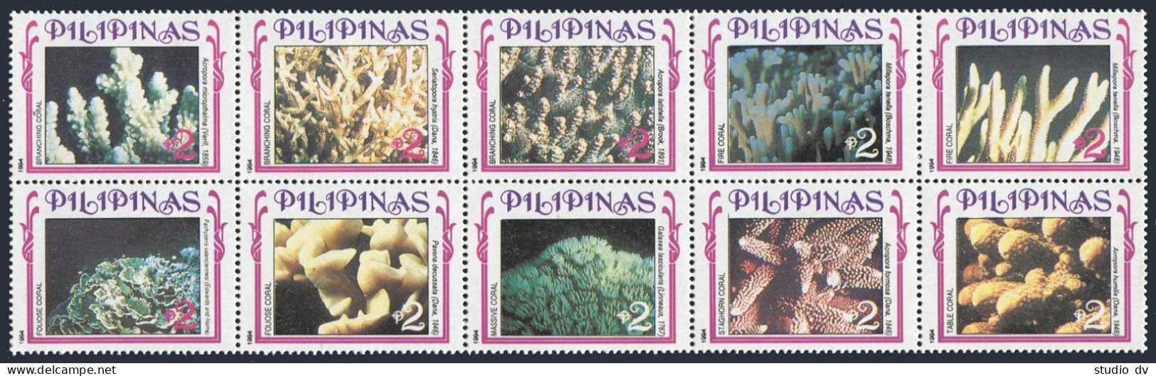 Philippines 2291-2293,2293e, MNH. Mi 2379-88, Bl.70-71-I. NAPHILCON-1994. Corals - Philippines