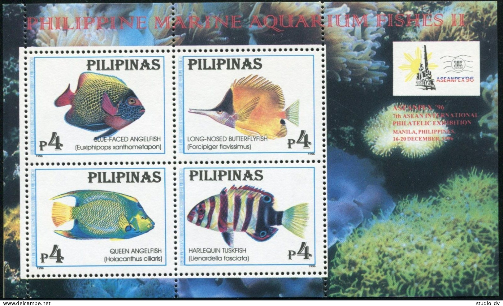 Philippines 2410-2411, 2412-2413, 2412e-2413e, MNH. Aquarium Fish 1996. - Philippines