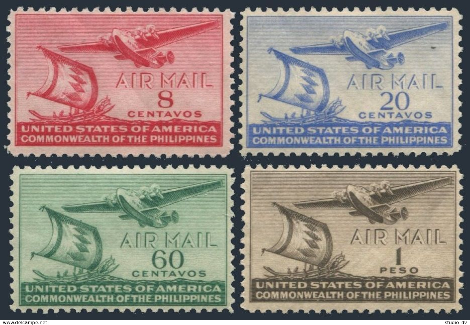 Philippines C59-C62, MNH. Michel 440-443. Air Post 1941. Moro Vinta & Clipper. - Philippinen