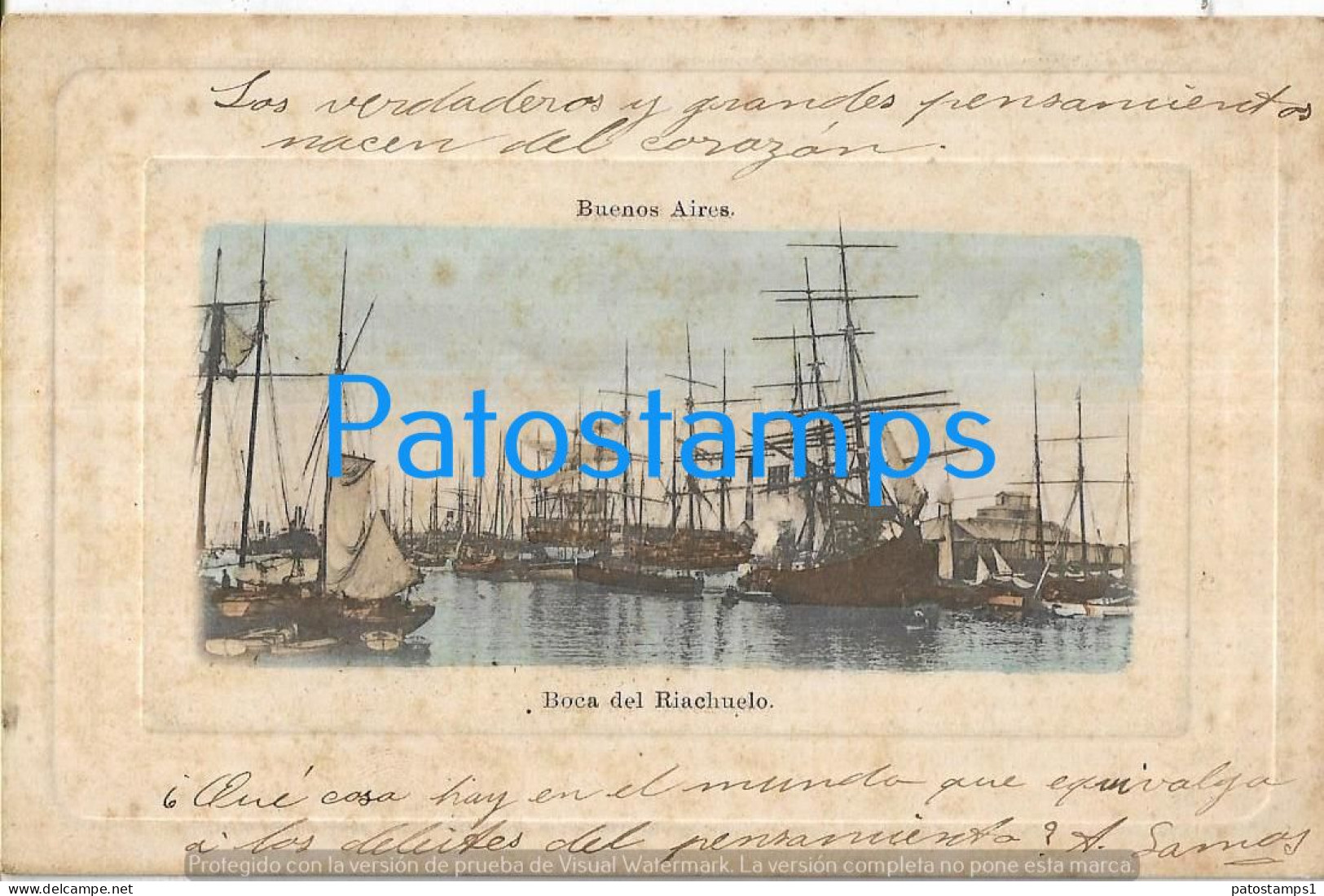 228853 ARGENTINA BUENOS AIRES LA BOCA DEL RIACHUELO & SHIP SPOTTED POSTAL POSTCARD - Argentinien
