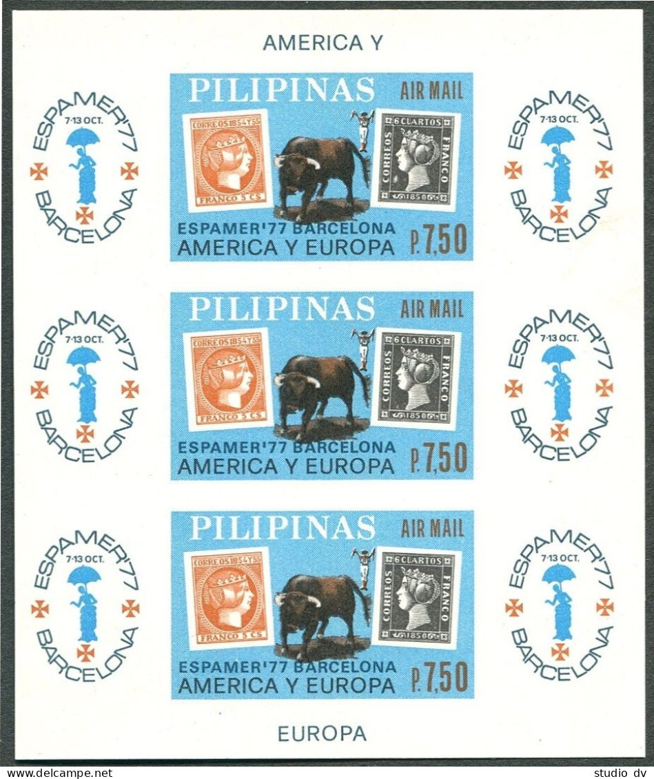 Philippines C110 Perf, Imperf, MNH. Mi Bl.11 A-B. ESPAMER-1977.Bill And Matador. - Philippines