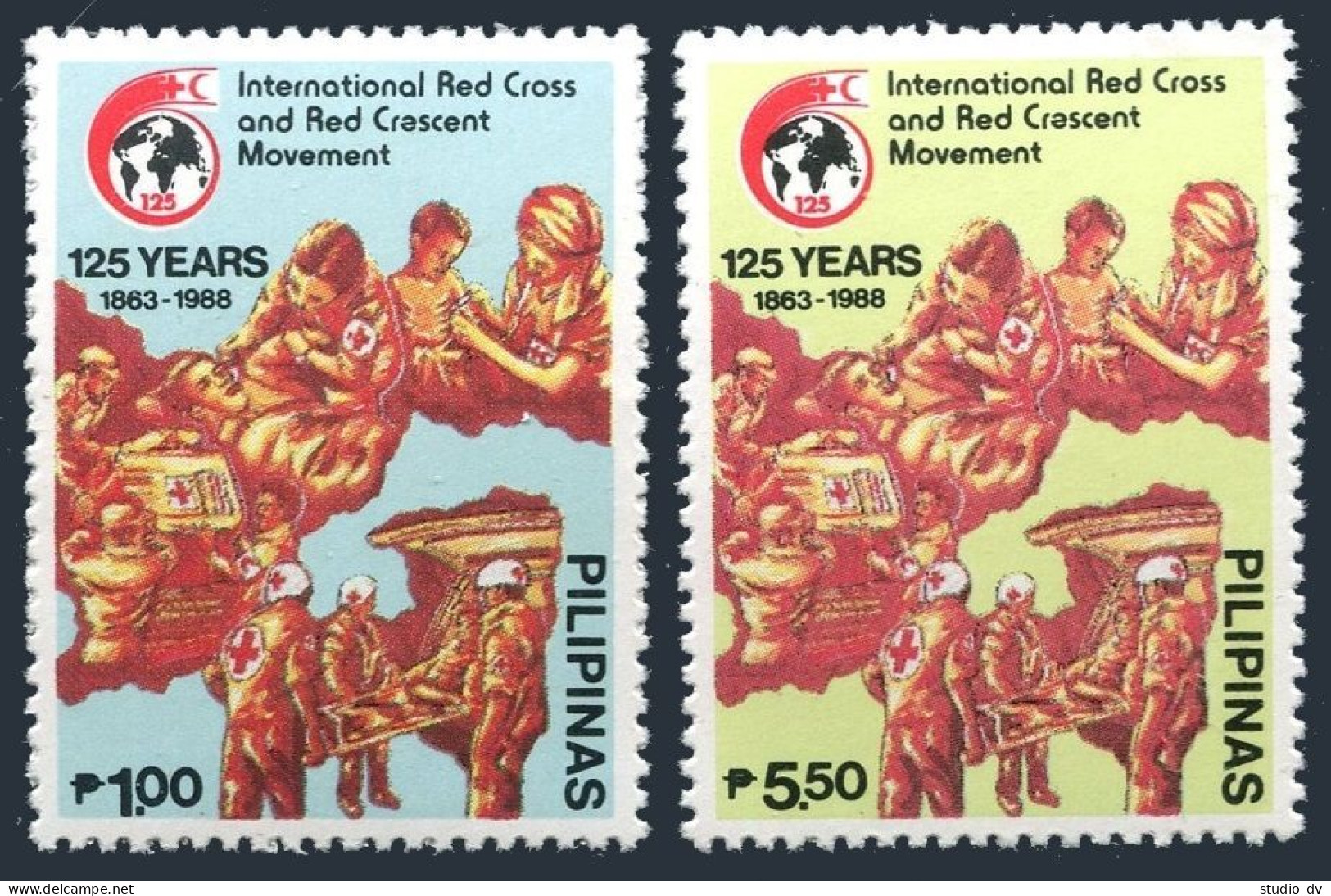 Philippines 1963-1964, MNH. Michel 1895-1896. Red Cross & Red Crescent, 1988. - Filipinas