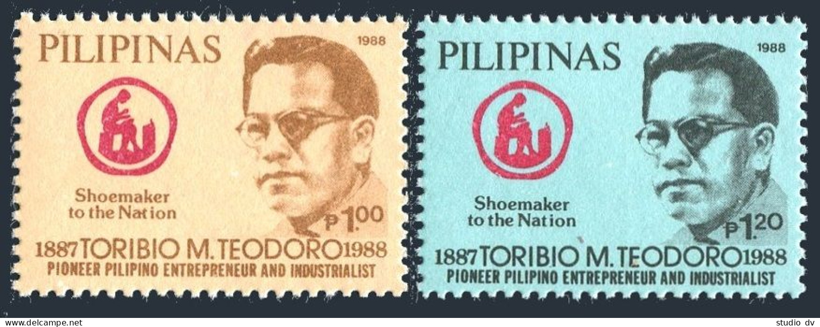 Philippines 1924-1925, MNH. Mi 1853-54. Toribio Teodoro, Shoe Manufacturer, 1988 - Philippines