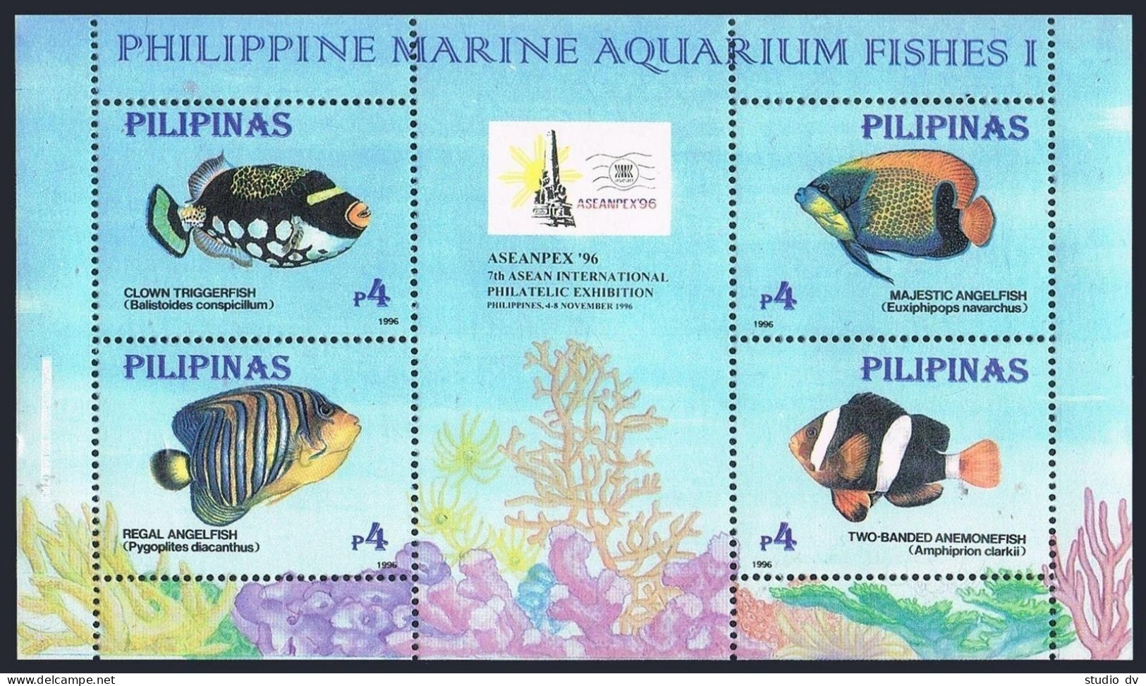 Philippines 2403 Sheet, MNH. ASEANPEX-1996. Marine Aquarium Fish. - Philippines