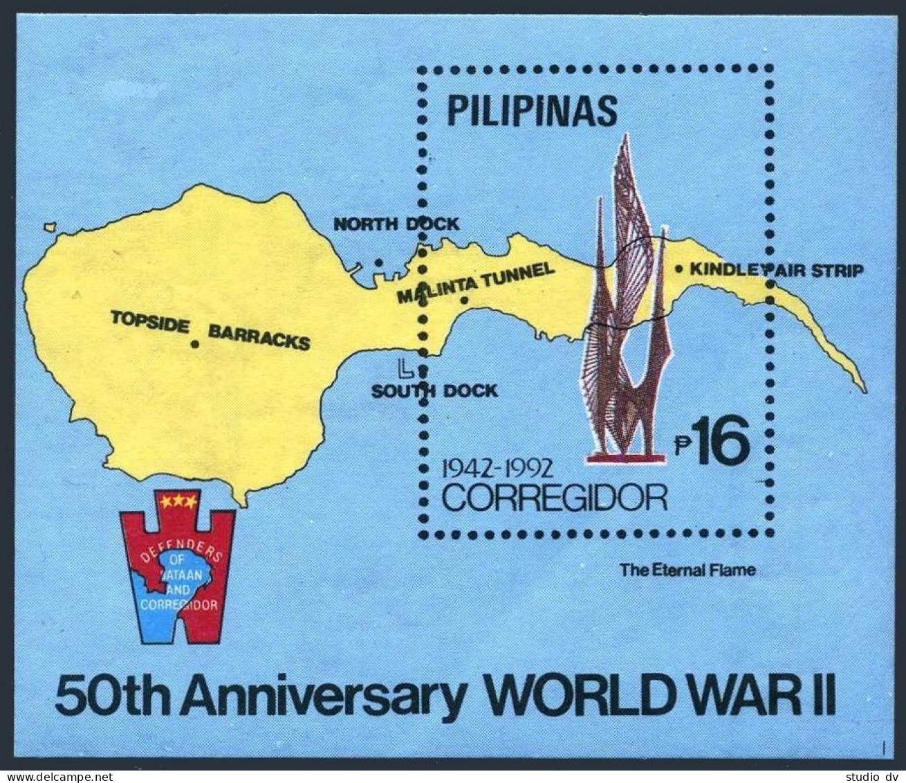 Philippines 2155-2157, 2158-2159 Sheets,MNH. WW II, 50th Ann. 1992. Cross, Map,  - Philippines