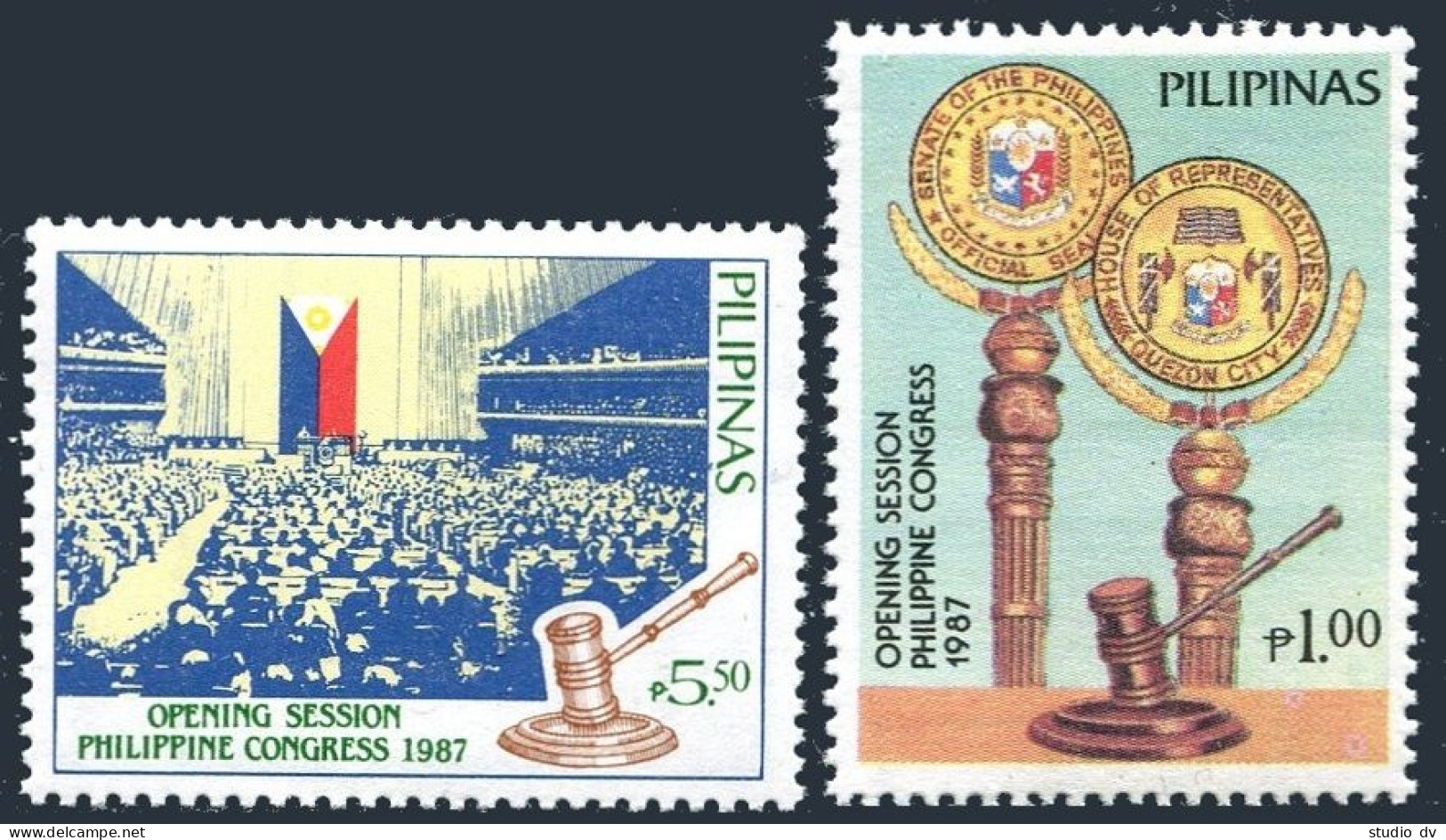Philippines 1908-1909, MNH. Michel 1837-1838. 7th Opening Of Congress, 1988. - Filippine
