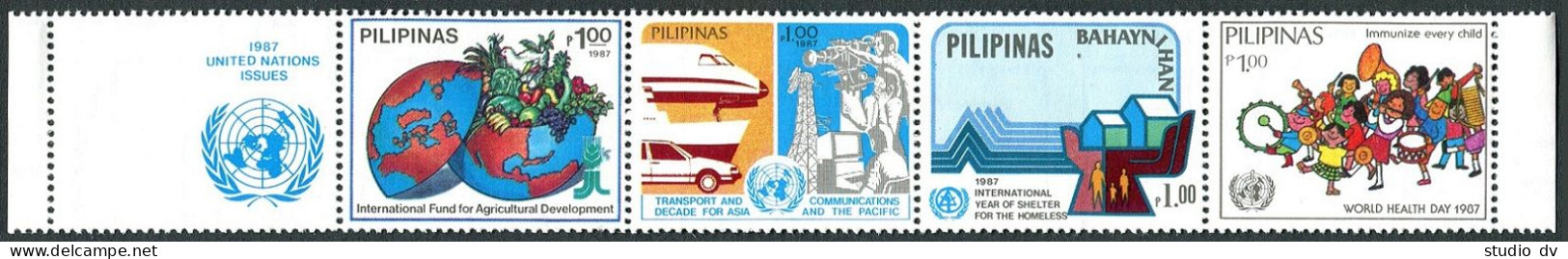 Philippines 1907 Ad Perf & Imperf  Strips, MNH. UN Projects 1987. FAO, IYSH-1987 - Filipinas